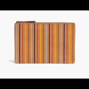 The Medium Leather Pouch Clutch: Rainbow Stripped